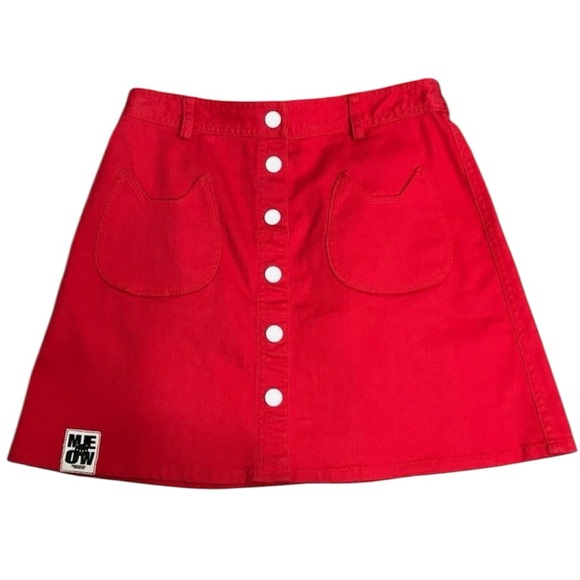 Toby Black Dresses & Skirts - Toby Black Meow Red Cat Pocket Mini Skirt Size M Kawaii Cotton